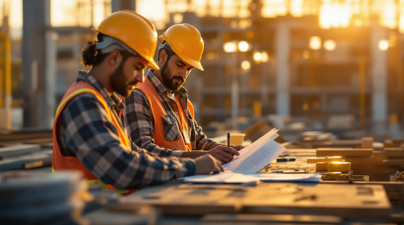 Construction crew on a commercial jobsite