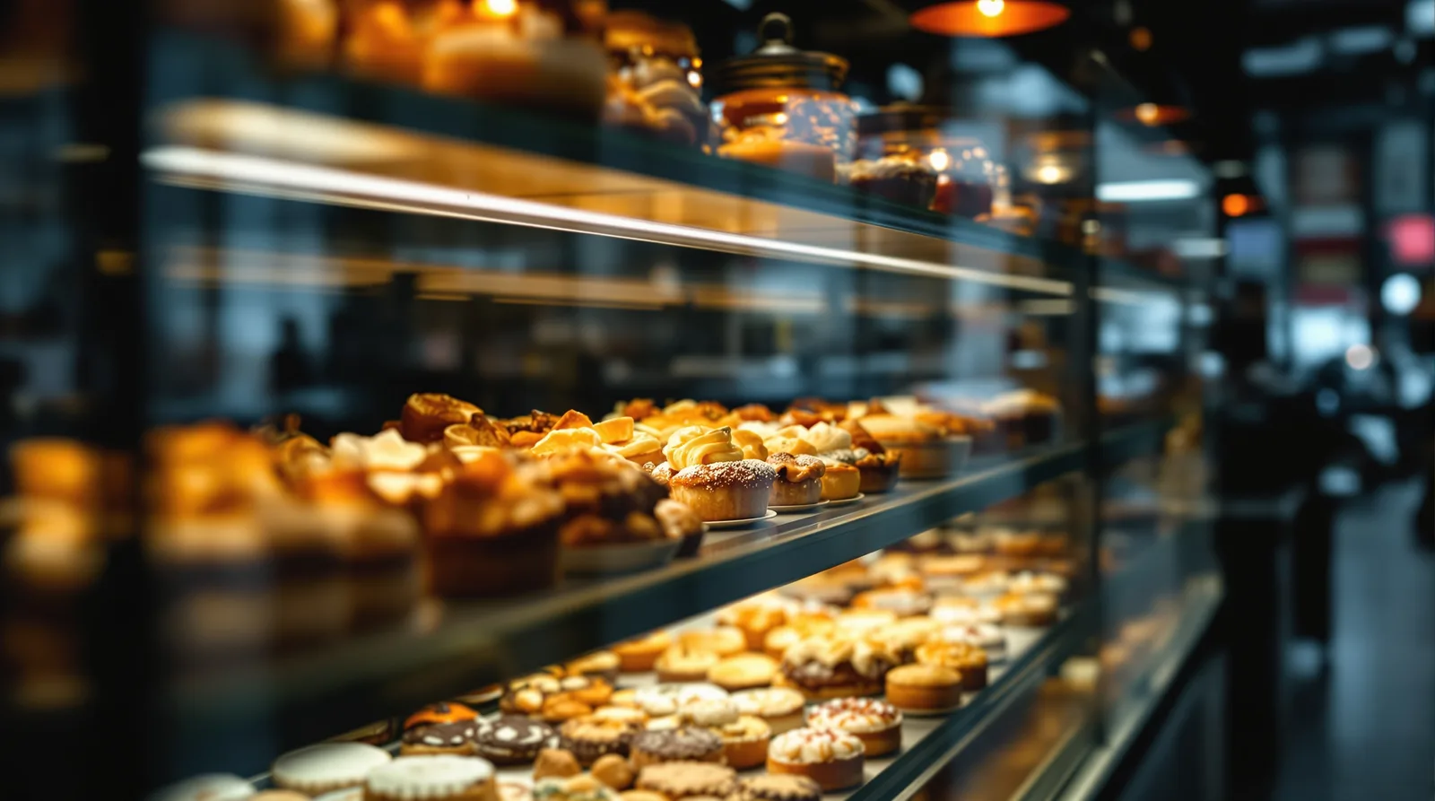 Neighbourhood bakery display case full of pastries — the kind of small local business that wins on local SEO