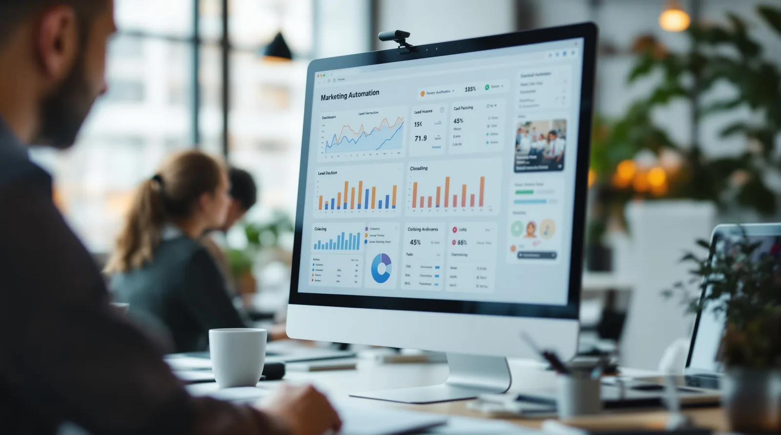 Modern marketing automation dashboard: lead generation, nurturing and closing pipeline