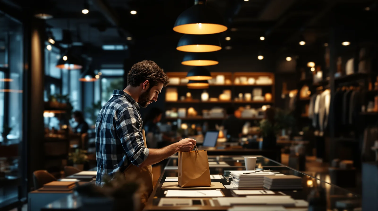 Shopper browsing a boutique retail store